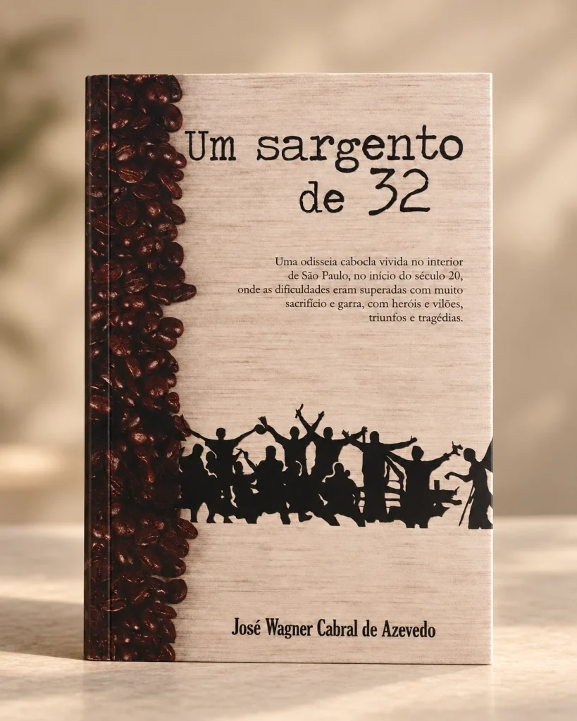 Livro Um sargento de 32, de José Wagner Cabral de Azevedo, em fotografia editorial.